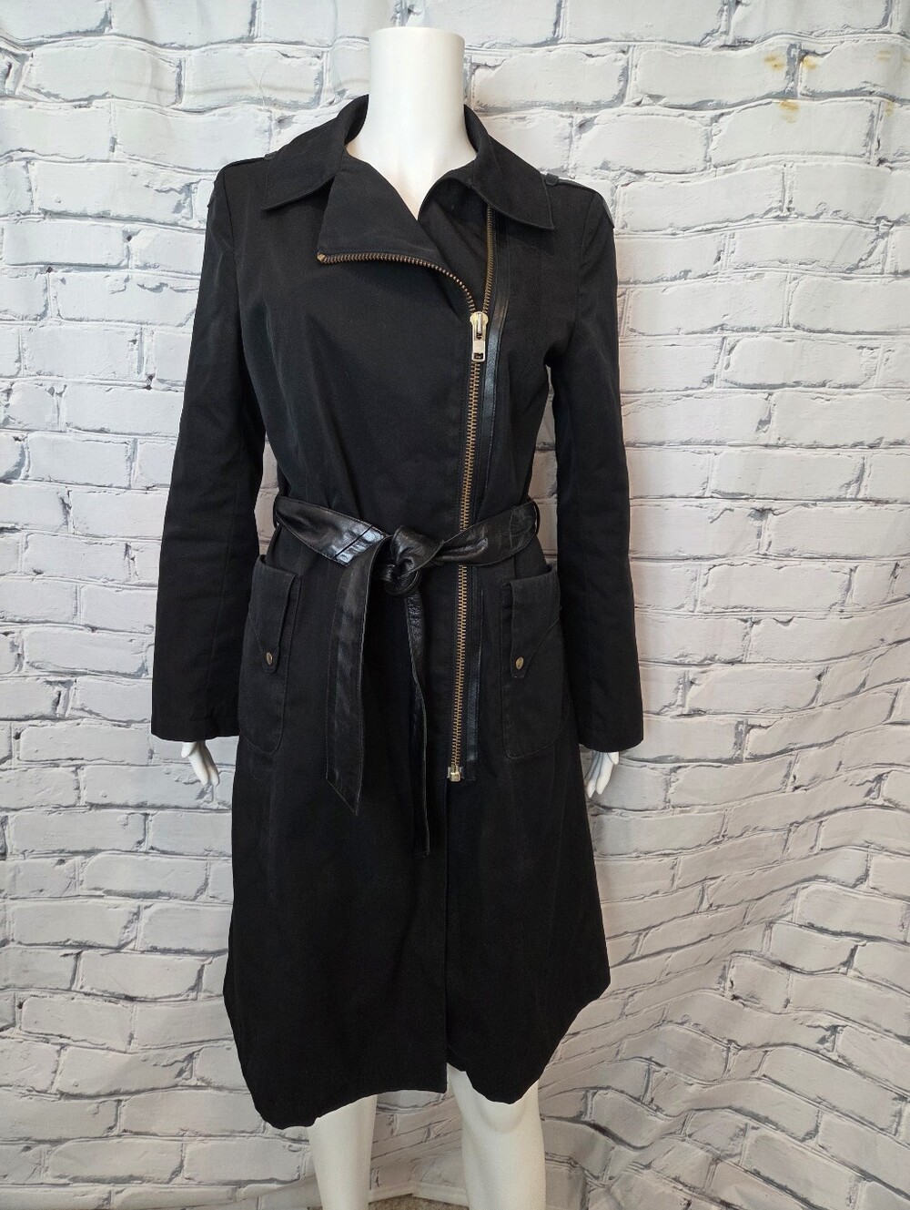 Mackage Black Rain Jacket With Leather Trim